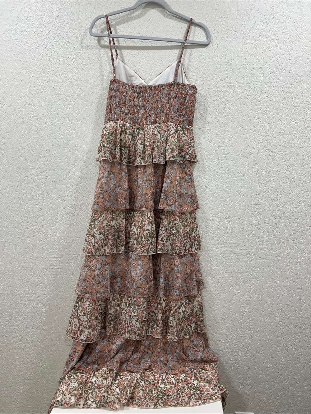 Baltic Born Pink and Cream Floral Tiered Maxi Dress size XLarge New W Tags - Picture 5 of 16